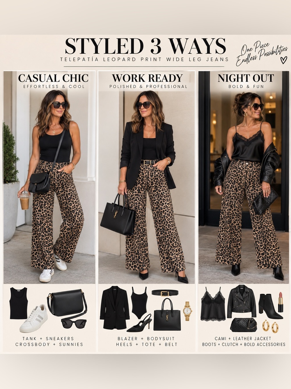 Telepatía Leopard Print Jeans Wide Leg Pants